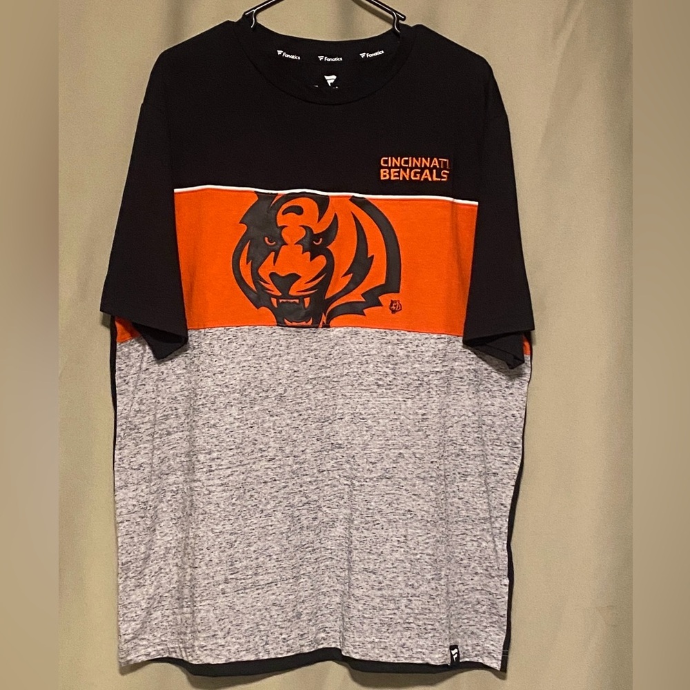 Men’s Fanatics Black Cincinnati Bengals Color Block Tee Shirt XL